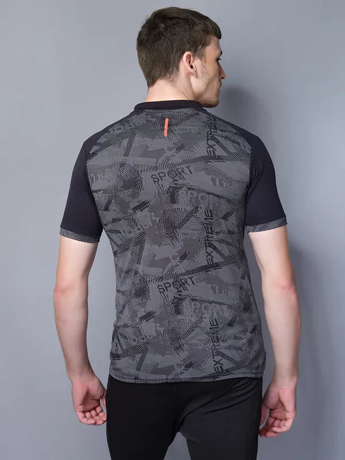 Men Printed Slim Fit Polo T-shirt with DOUBLE COOL