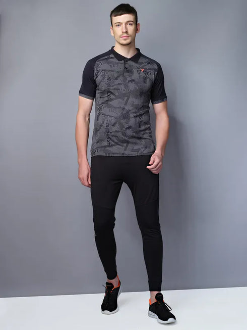 Men Printed Slim Fit Polo T-shirt with DOUBLE COOL
