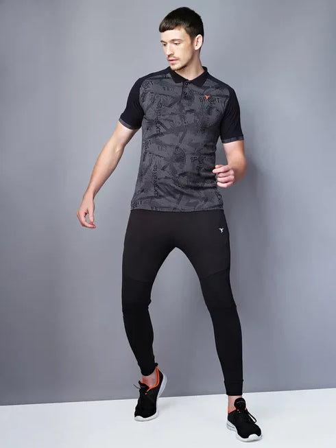 Men Printed Slim Fit Polo T-shirt with DOUBLE COOL