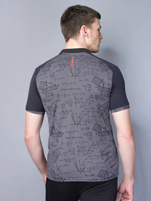 Men Printed Slim Fit Polo T-shirt with DOUBLE COOL
