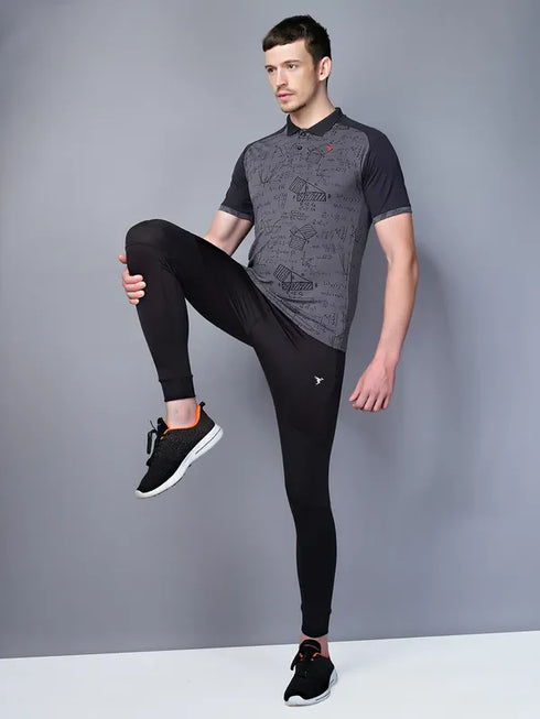 Men Printed Slim Fit Polo T-shirt with DOUBLE COOL