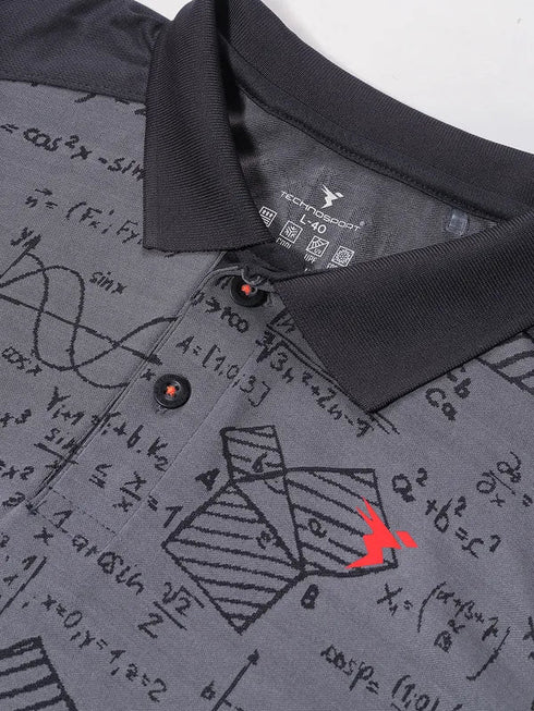 Men Printed Slim Fit Polo T-shirt with DOUBLE COOL