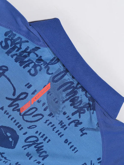 Men Printed Slim Fit Polo T-shirt with DOUBLE COOL