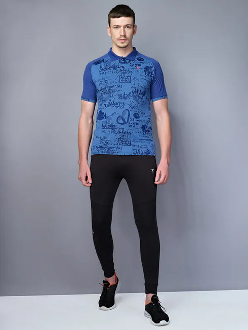 Men Printed Slim Fit Polo T-shirt with DOUBLE COOL