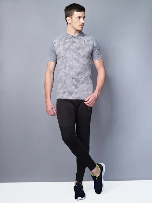 Men Printed Slim Fit Polo T-shirt with DOUBLE COOL