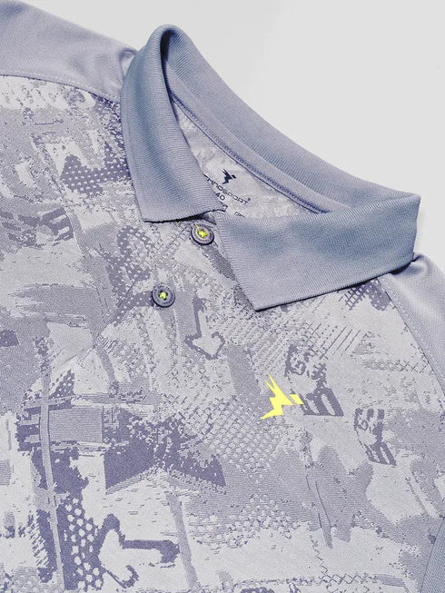 Men Printed Slim Fit Polo T-shirt with DOUBLE COOL