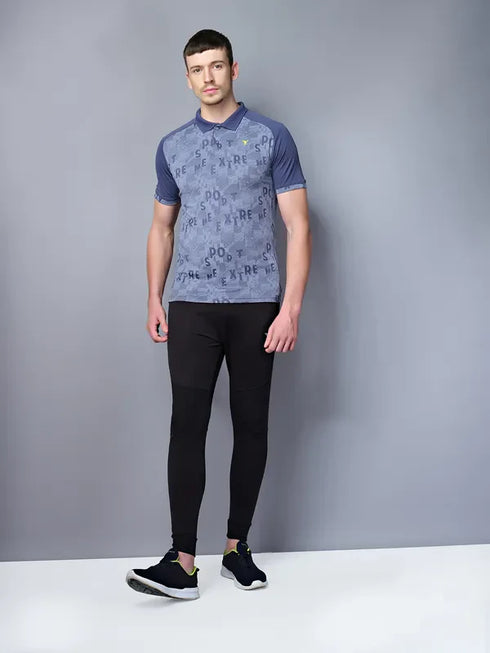Men Printed Slim Fit Polo T-shirt with DOUBLE COOL