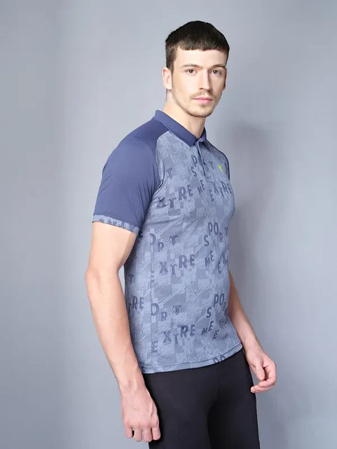 Men Printed Slim Fit Polo T-shirt with DOUBLE COOL