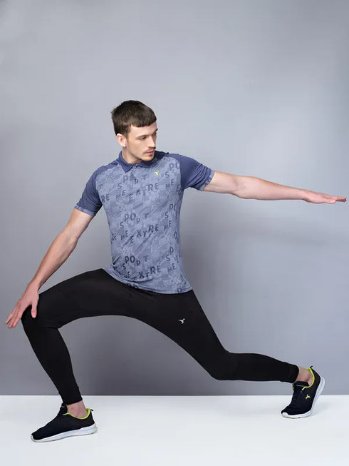Men Printed Slim Fit Polo T-shirt with DOUBLE COOL
