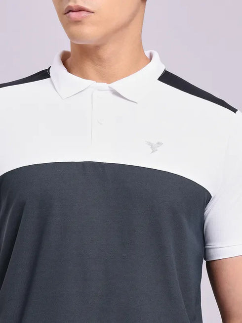 Men Colorblock Slim Fit Polo T-shirt with MATPIQ