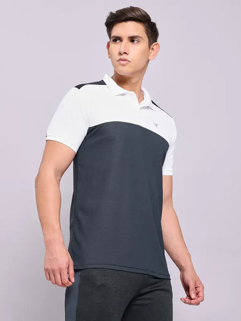 Men Colorblock Slim Fit Polo T-shirt with MATPIQ