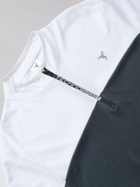 Men Colorblock Slim Fit Mock Neck T-shirt with TECHNO COOL