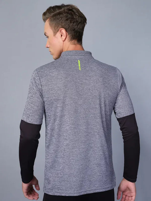 Men Melange Slim Fit Polo T-shirt with DOUBLE COOL