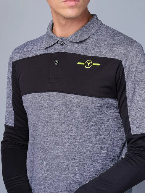 Men Melange Slim Fit Polo T-shirt with DOUBLE COOL