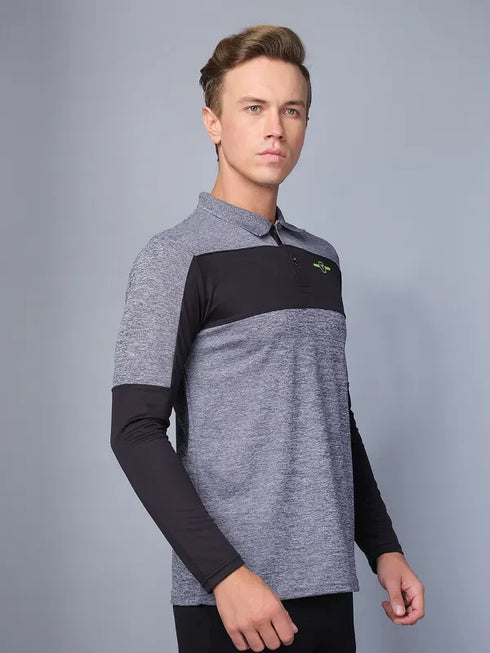 Men Melange Slim Fit Polo T-shirt with DOUBLE COOL