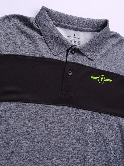 Men Melange Slim Fit Polo T-shirt with DOUBLE COOL