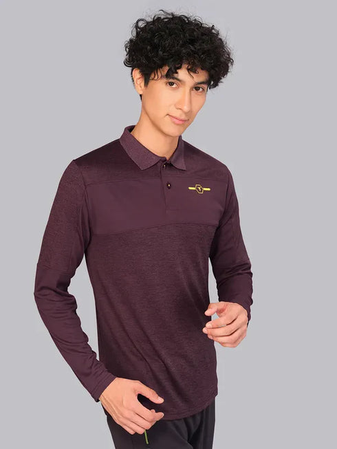 Men Melange Slim Fit Polo T-shirt with DOUBLE COOL