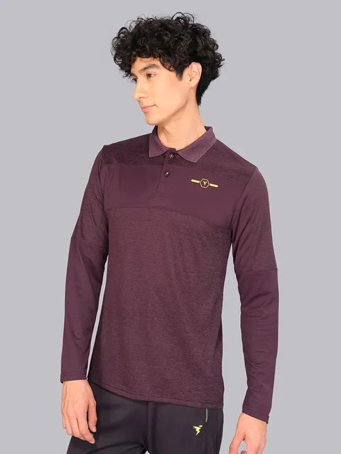 Men Melange Slim Fit Polo T-shirt with DOUBLE COOL