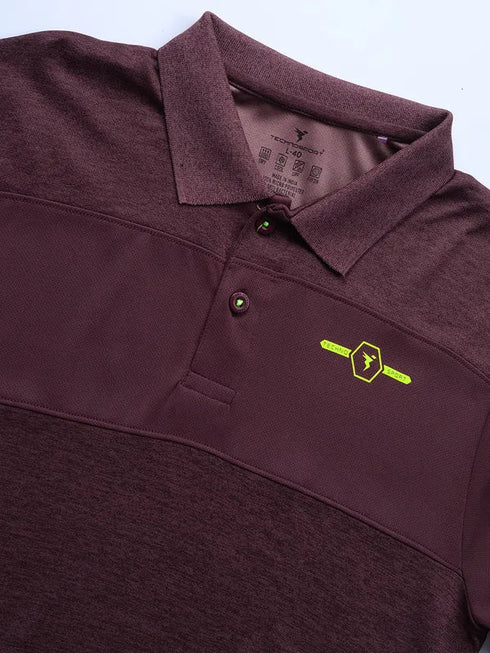 Men Melange Slim Fit Polo T-shirt with DOUBLE COOL