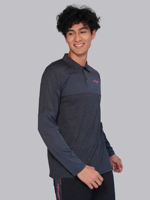 Men Melange Slim Fit Polo T-shirt with DOUBLE COOL