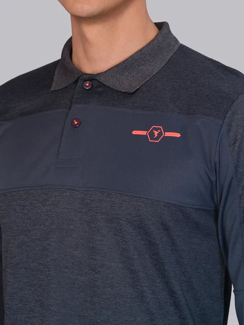Men Melange Slim Fit Polo T-shirt with DOUBLE COOL
