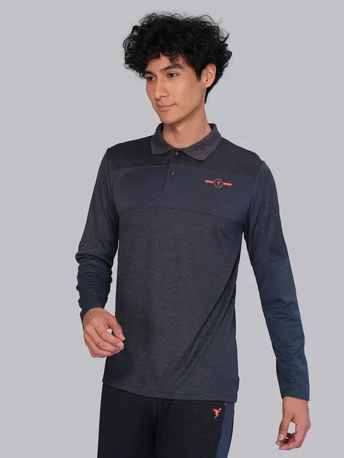 Men Melange Slim Fit Polo T-shirt with DOUBLE COOL