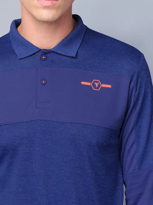 Men Melange Slim Fit Polo T-shirt with DOUBLE COOL