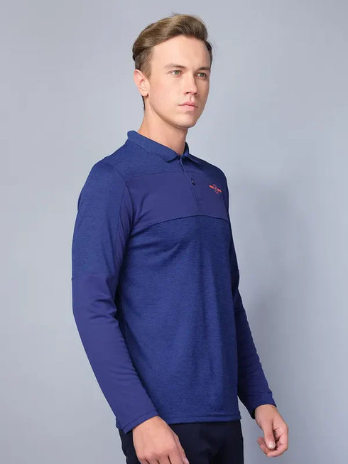 Men Melange Slim Fit Polo T-shirt with DOUBLE COOL