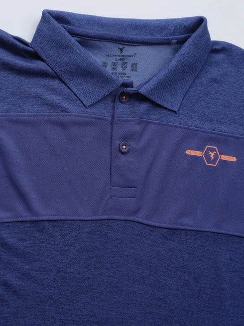Men Melange Slim Fit Polo T-shirt with DOUBLE COOL