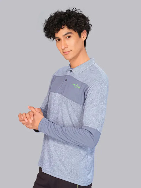 Men Melange Slim Fit Polo T-shirt with DOUBLE COOL