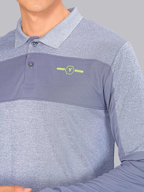Men Melange Slim Fit Polo T-shirt with DOUBLE COOL