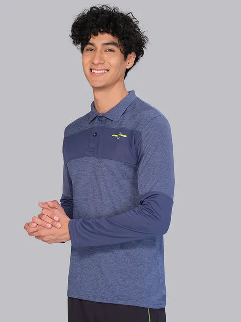 Men Melange Slim Fit Polo T-shirt with DOUBLE COOL