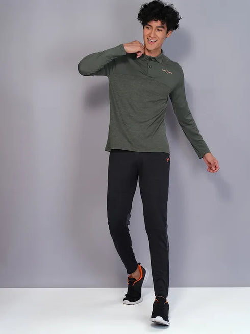 Men Melange Slim Fit Polo T-shirt with DOUBLE COOL