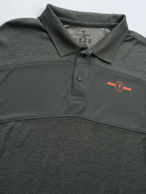 Men Melange Slim Fit Polo T-shirt with DOUBLE COOL