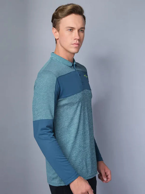 Men Melange Slim Fit Polo T-shirt with DOUBLE COOL