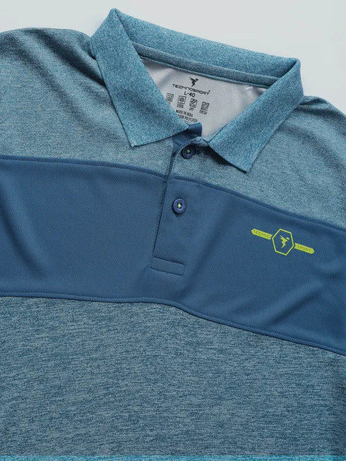 Men Melange Slim Fit Polo T-shirt with DOUBLE COOL