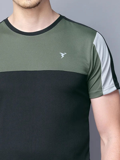 Men Colorblock Slim Fit Crew Neck T-shirt with TECHNO COOL
