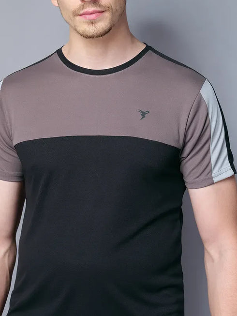 Men Colorblock Slim Fit Crew Neck T-shirt with TECHNO COOL
