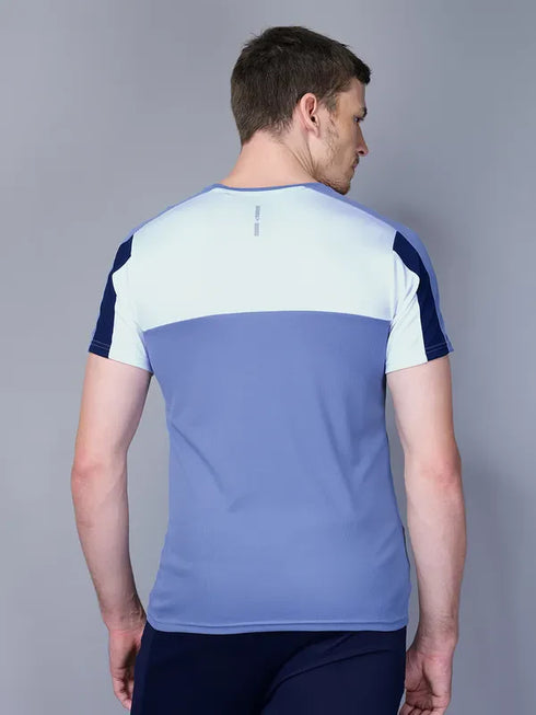 Men Colorblock Slim Fit Crew Neck T-shirt with TECHNO COOL