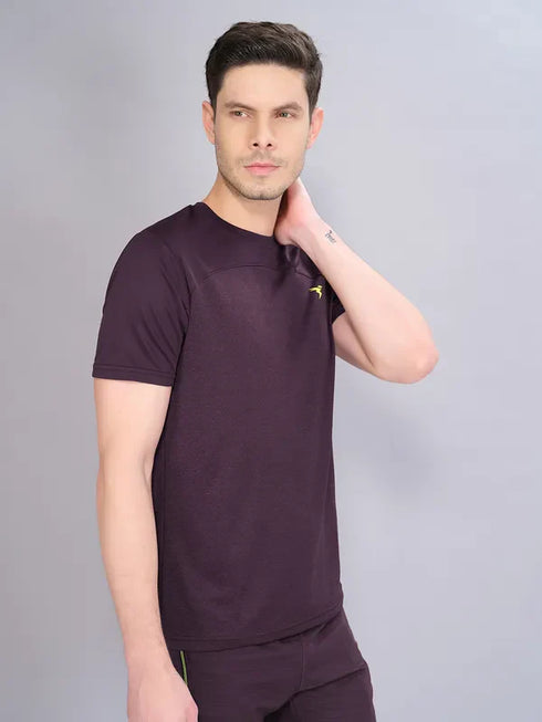 Men Crew Neck Slim Fit Melange T-shirt with DOUBLE COOL