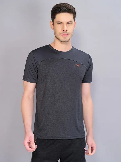 Men Crew Neck Slim Fit Melange T-shirt with DOUBLE COOL