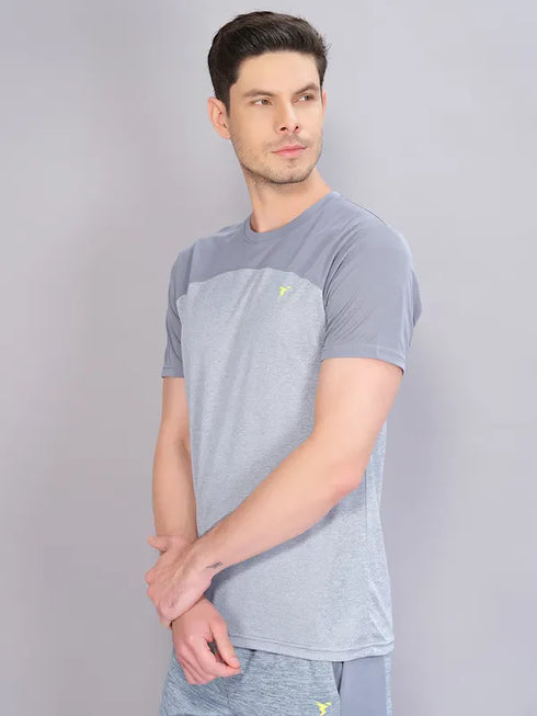 Men Crew Neck Slim Fit Melange T-shirt with DOUBLE COOL