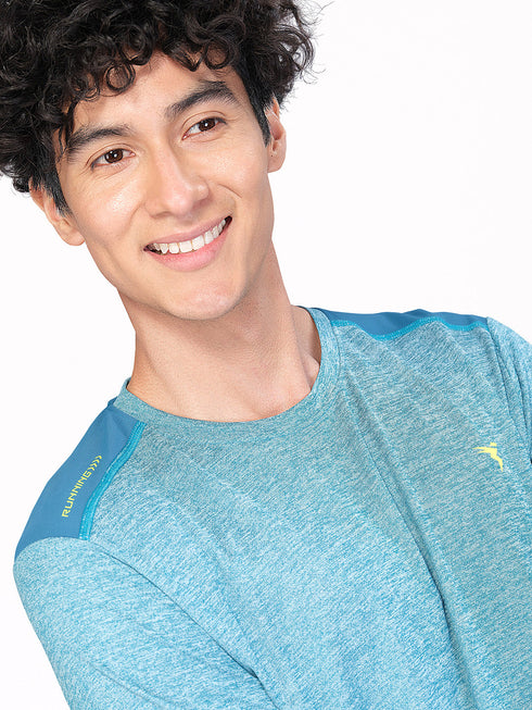 Men Melange Slim Fit Crew Neck T-shirt with DOUBLE COOL (Pack of 2)