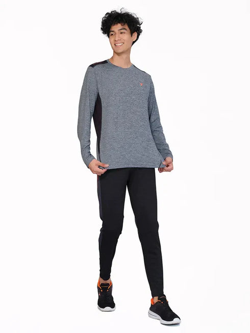 Men Melange Slim Fit Crew Neck T-shirt with DOUBLE COOL
