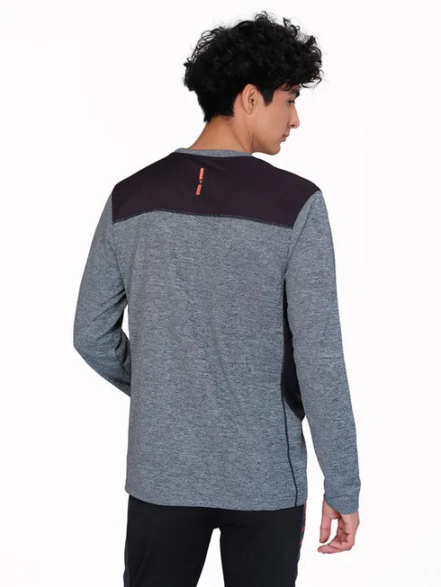 Men Melange Slim Fit Crew Neck T-shirt with DOUBLE COOL