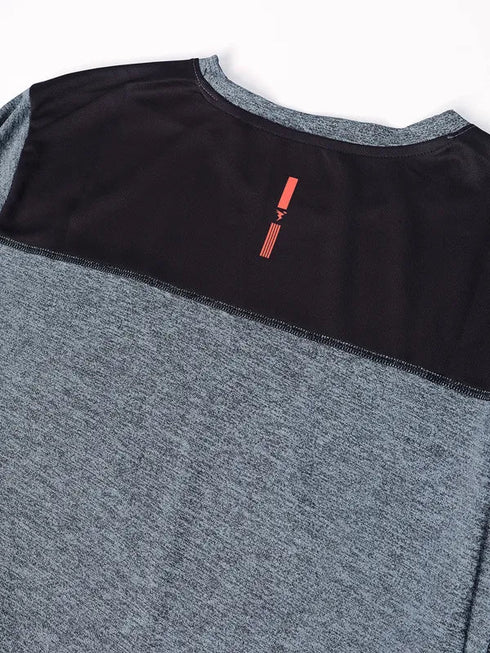 Men Melange Slim Fit Crew Neck T-shirt with DOUBLE COOL