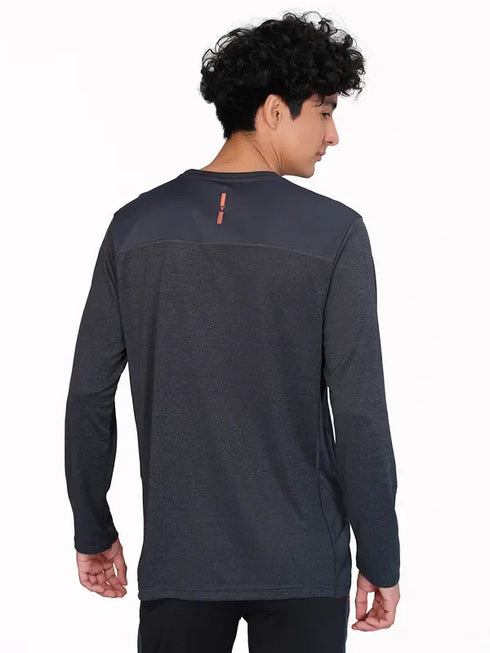 Men Melange Slim Fit Crew Neck T-shirt with DOUBLE COOL