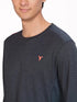 Men Melange Slim Fit Crew Neck T-shirt with DOUBLE COOL