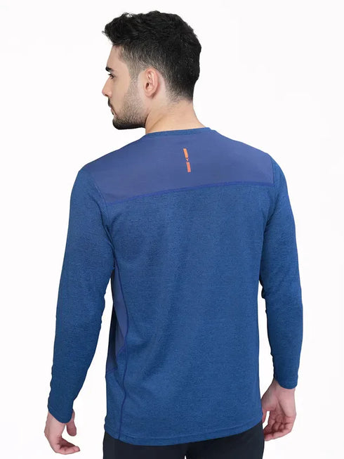 Men Melange Slim Fit Crew Neck T-shirt with DOUBLE COOL