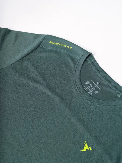 Men Melange Slim Fit Crew Neck T-shirt with DOUBLE COOL